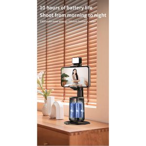 Auto Face Tracking Tripod, No App Required, 360° Rotation Face Body Phone Camera Mount Smart Shooting Phone Tracking Holder for Live Vlog Streaming Video, Rechargeable Battery-Black