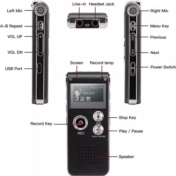 Digital Voice Recorder Dictaphone Audio Sound Recorder Mini Small Spy Lecture - Image 6