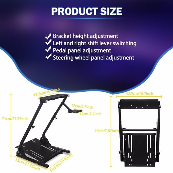 Racing Steering Wheel Stand, Adjustable Steering Wheel Stand, Simulator Racing Stand Compatible with Logitech G25/G27/G29/G920 Thrustmaster T300RS/ T300GT/T150RS TX Xbox PS4 PS5 PC Series - Image 3