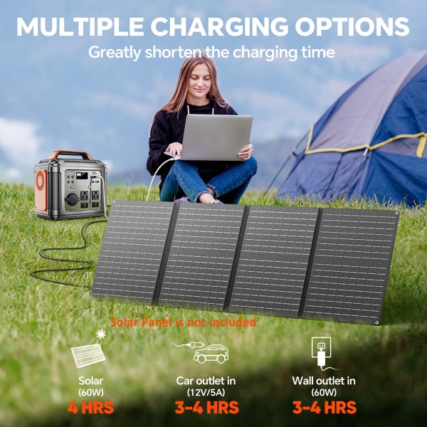 Powerbank 300w Portable Power Station with 60w Solar Panel for Camping Solar Generator 296Wh 80000mAh Lithium Battery - Image 4