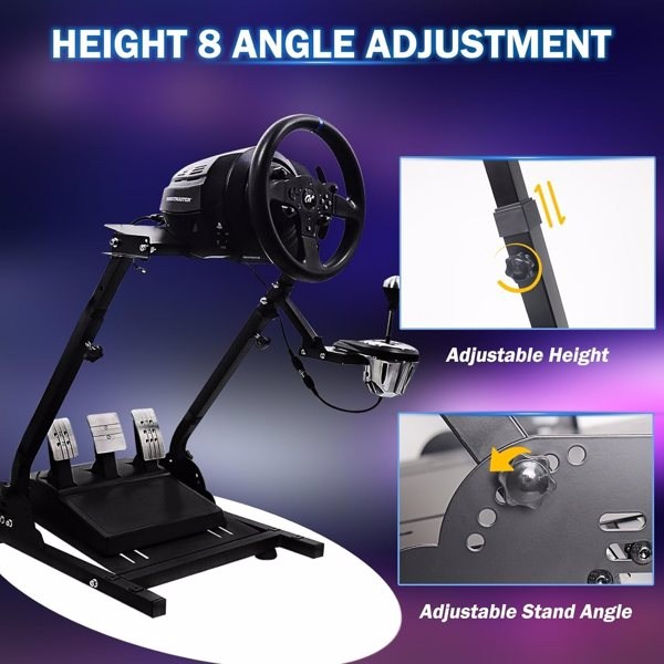 Racing Steering Wheel Stand, Adjustable Steering Wheel Stand, Simulator Racing Stand Compatible with Logitech G25/G27/G29/G920 Thrustmaster T300RS/ T300GT/T150RS TX Xbox PS4 PS5 PC Series - Image 7