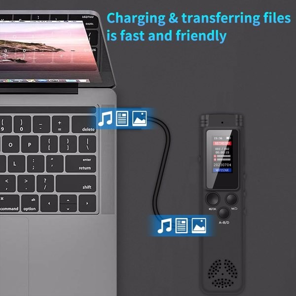 64GB Digital Voice Recorder Voice Activated Recorder for Lectures Meetings, Audio Recorder with Playback, Password, Variable Speed, Tape Recorder USB Charge, MP3 - Image 5