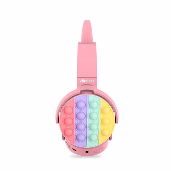 Fidget Headphones Kids Toy Headset, Wireless Bluetooth Headphone Pop Bubble On-Ear Headphone Fidget Toy Rainbow Color Fidget Headset for Children Adults (Pink-Cat) - Image 5