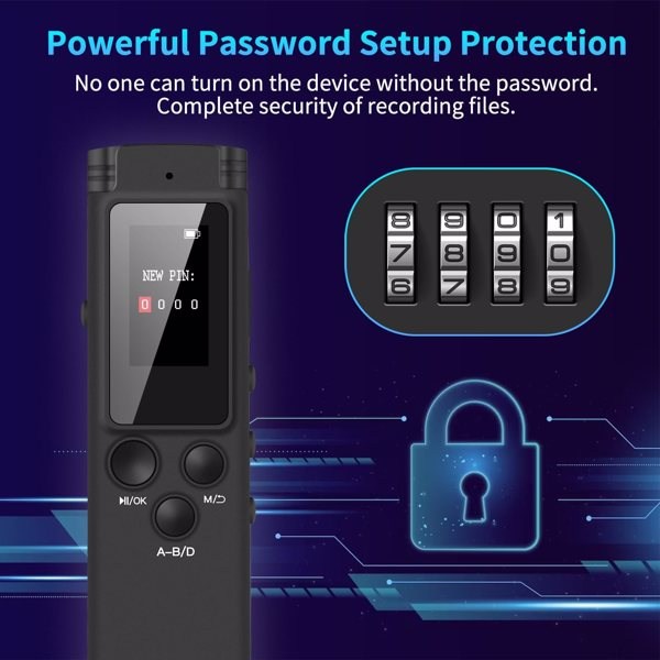 64GB Digital Voice Recorder Voice Activated Recorder for Lectures Meetings, Audio Recorder with Playback, Password, Variable Speed, Tape Recorder USB Charge, MP3 - Image 3