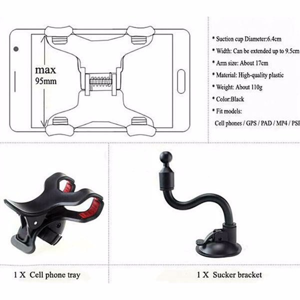 360° Car Windshield Mount Cradle Suction Cup Holder for Cell Phone GPS(tk/temu self-pickup orders) - Image 7