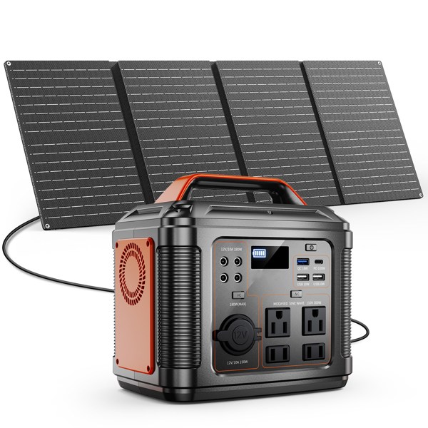 Powerbank 300w Portable Power Station with 60w Solar Panel for Camping Solar Generator 296Wh 80000mAh Lithium Battery