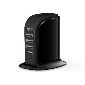 USB Charger Block 6 In 1 Upoy, 40W USB C Charger 3A, Charging Hub With 5 USB Ports(Shared 6A) For Multiple Electronics[Do not ship on weekends, place orders with caution]