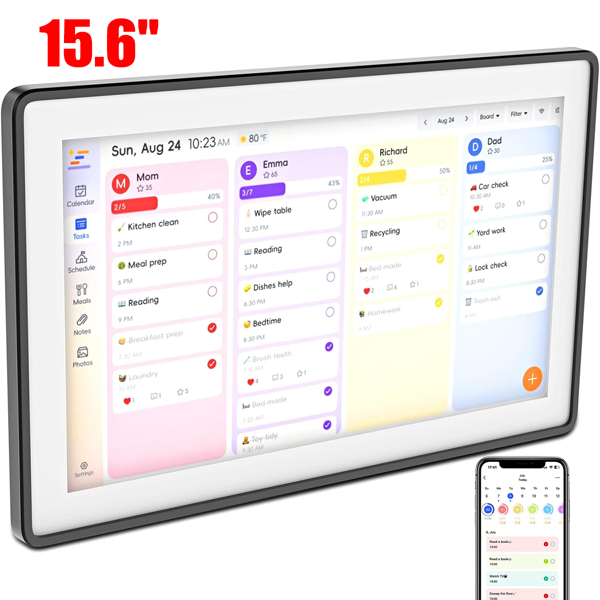 Digital Calendar,15.6-inch Digital Wall Planner & Chore Chart, Touchscreen Family Organizer for Schedules, Events & Reminders, Wall Mount Included, Smart Calendar Perfect for 2026 Planning (Grey Frame) - Image 5