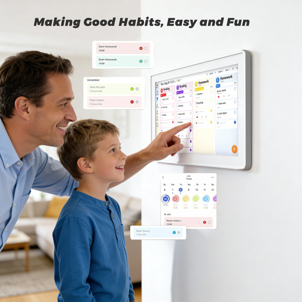 Digital Calendar,15.6-inch Digital Wall Planner & Chore Chart, Touchscreen Family Organizer for Schedules, Events & Reminders, Wall Mount Included, Smart Calendar Perfect for 2026 Planning (Grey Frame) - Image 3
