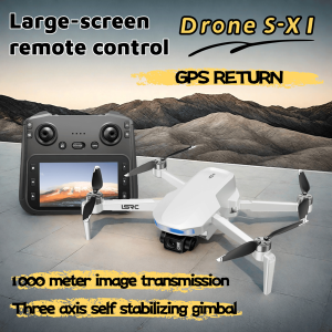 S-X1 GPS Drone, 20-30 Minute Flight, Dual HD 50fps Cameras, 3-Axis Gimbal, 5MP Stabilized Images, Auto Low Power Return, Large Screen Remote