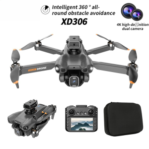 Foldable Quadcopter Drone | Brushless Motors, Large Display Remote Control, 360° Obstacle Avoidance, Optical Flow Hovering Technology, Front/Back Flips, Long-range, High-quality