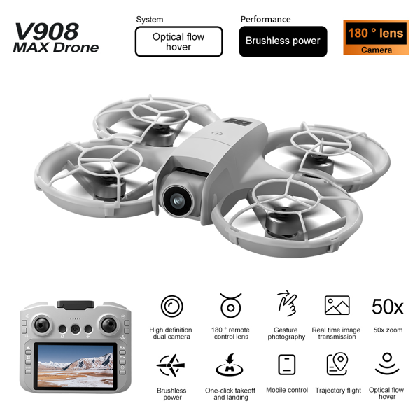V908MAX Drone - Outdoor Quadcopter Suitable for Beginners & s, 120° Wide-Angle FPV Camera, 360° Flips, Motorized Tilt,, Large-Screen Remote Controller, Ideal Gift for Drone Enthusiasts - Image 3